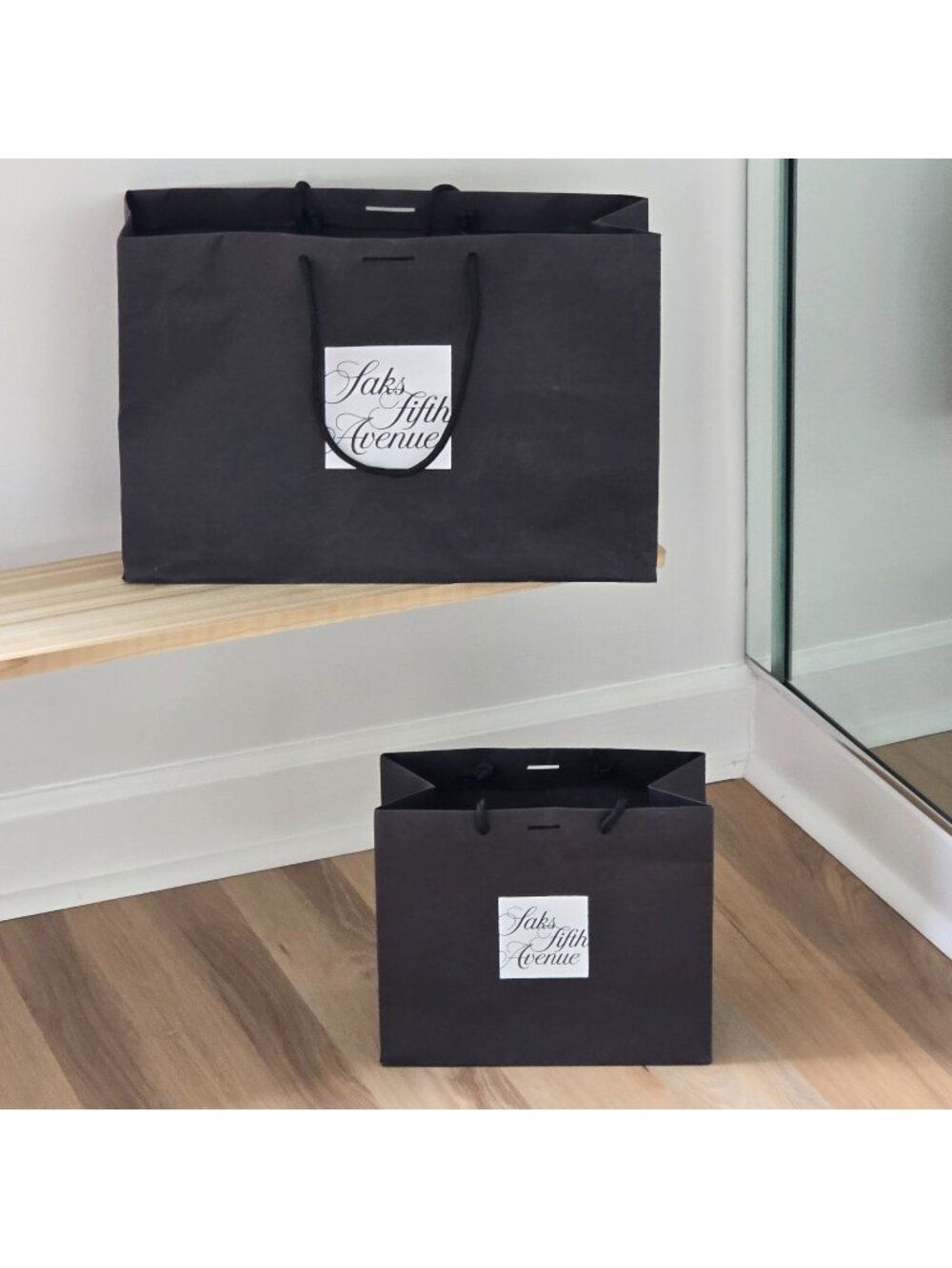 2 Authentic Saks 5th Avenue Paper Shopping Bags Totes